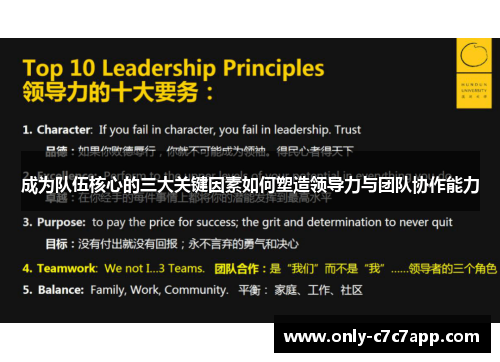 成为队伍核心的三大关键因素如何塑造领导力与团队协作能力