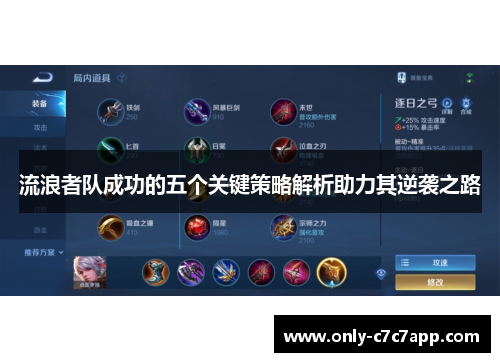 流浪者队成功的五个关键策略解析助力其逆袭之路