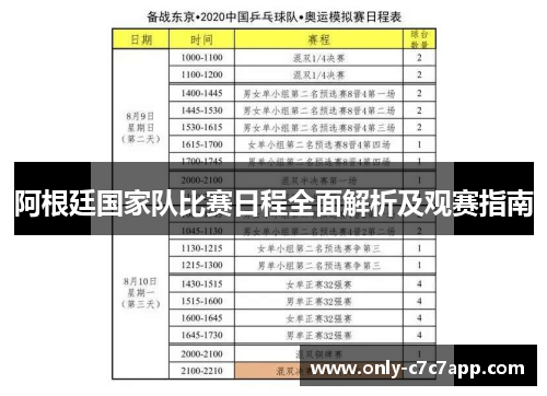 阿根廷国家队比赛日程全面解析及观赛指南